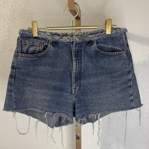 Levi's Blue Frayed Jean Shorts